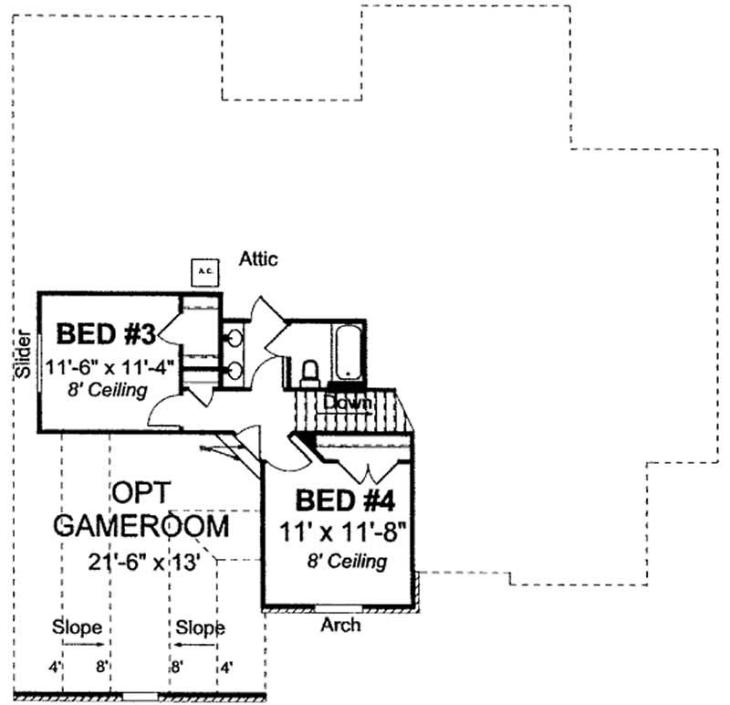 Floor Plan Second Story of Country Plan #178-1202