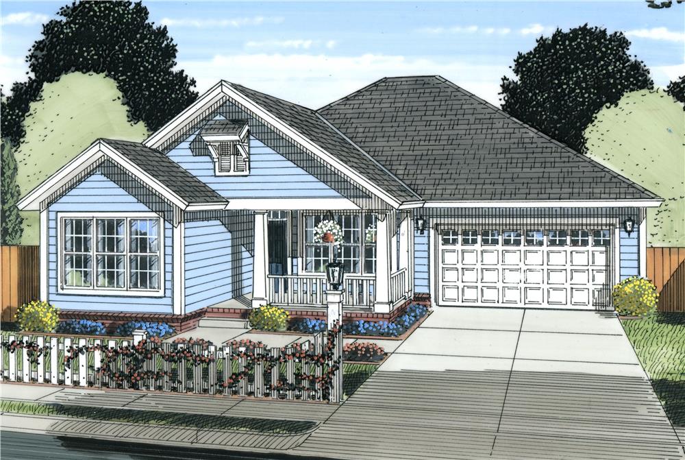 Front elevation of Craftsman home (ThePlanCollection: House Plan #178-1228)