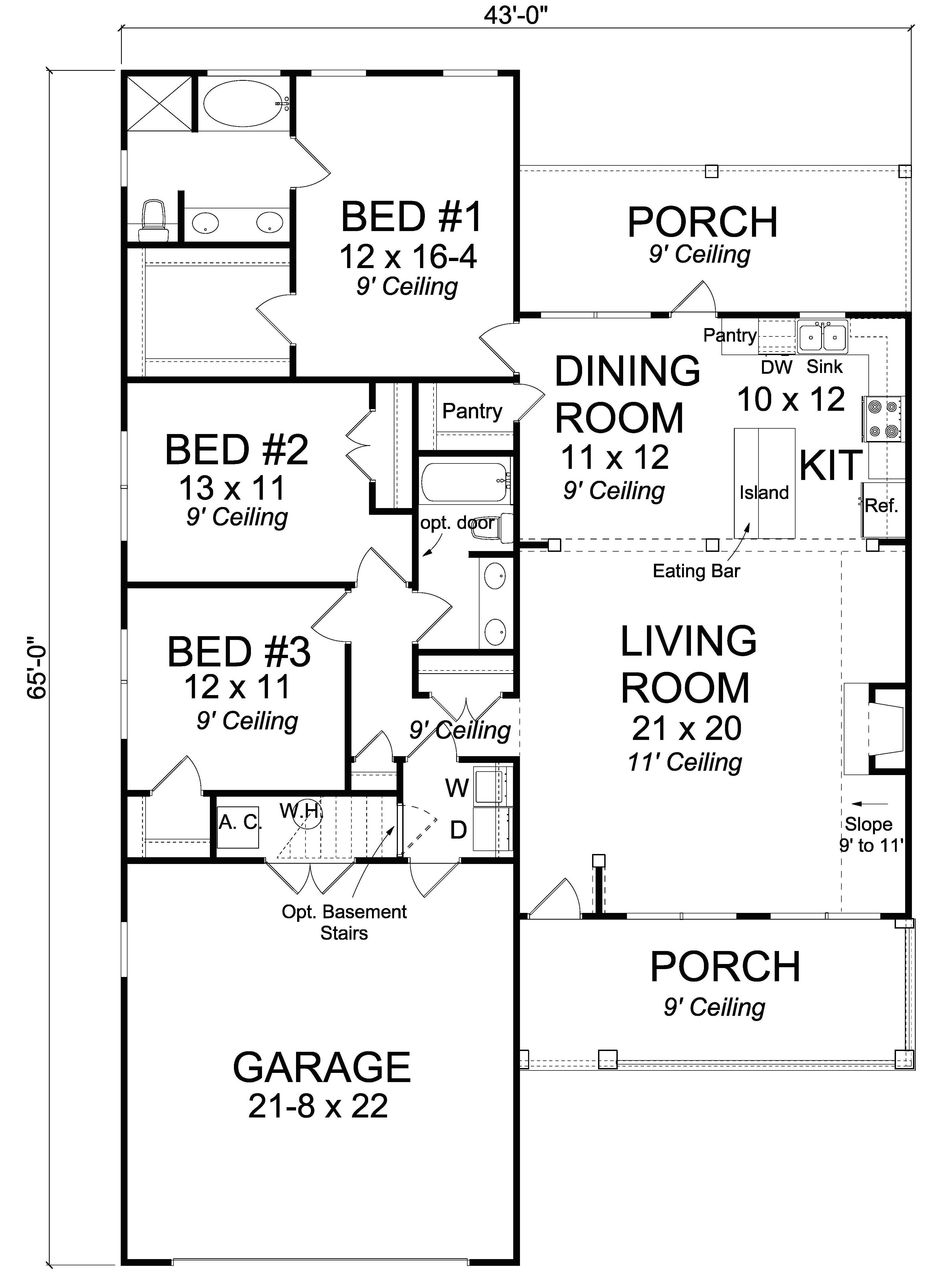 Floor Plan First Story of Cottage Plan #178-1231