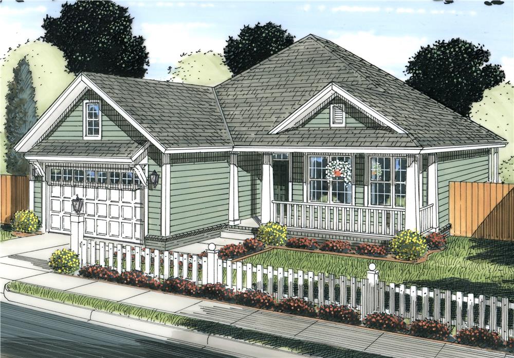 Front elevation of Cottage home (ThePlanCollection: House Plan #178-1231)