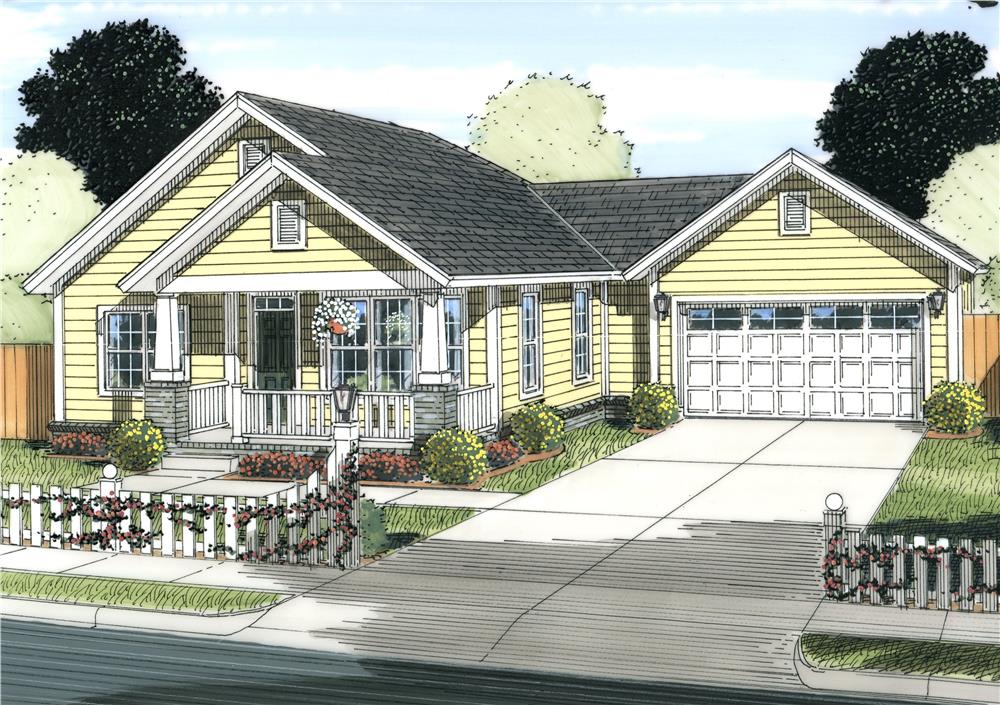 Front elevation of Cottage home (ThePlanCollection: House Plan #178-1233)