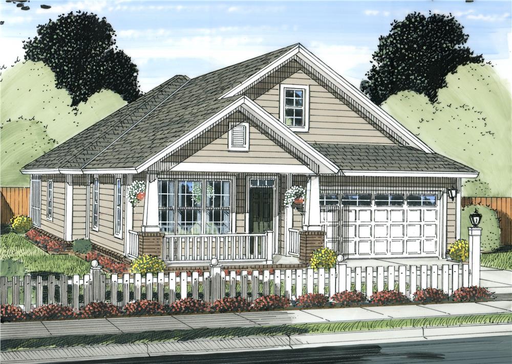 Front elevation of Cottage home (ThePlanCollection: House Plan #178-1234)