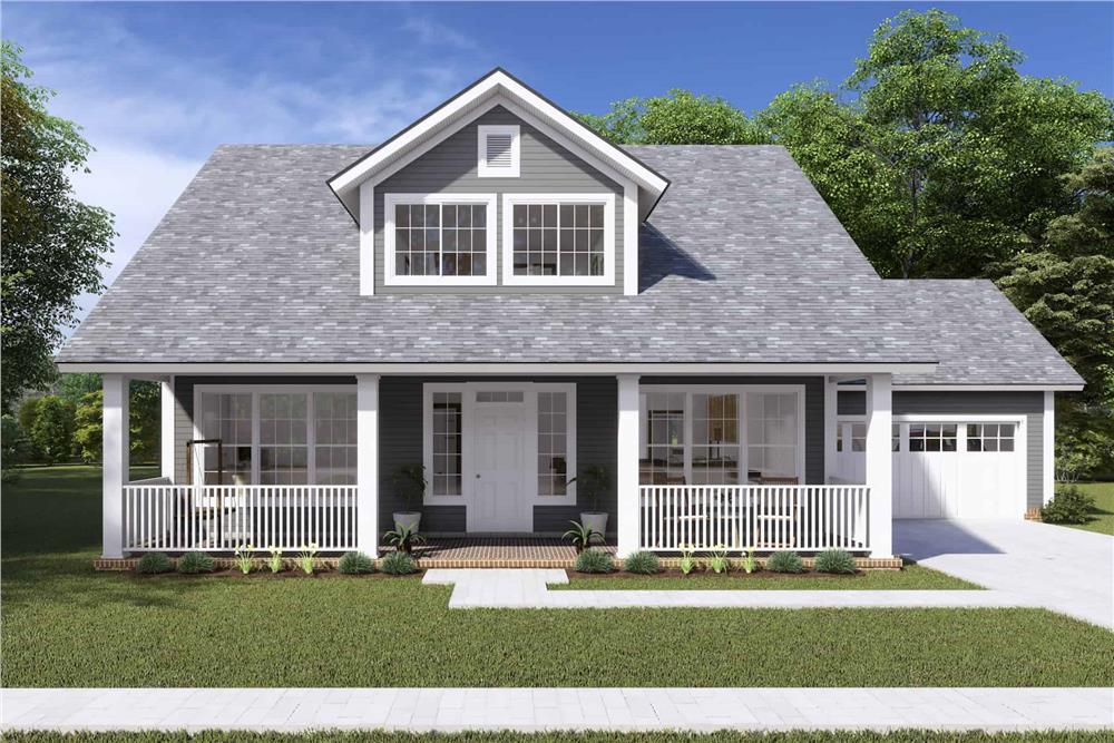 Front elevation of Craftsman home (ThePlanCollection: House Plan #178-1241)
