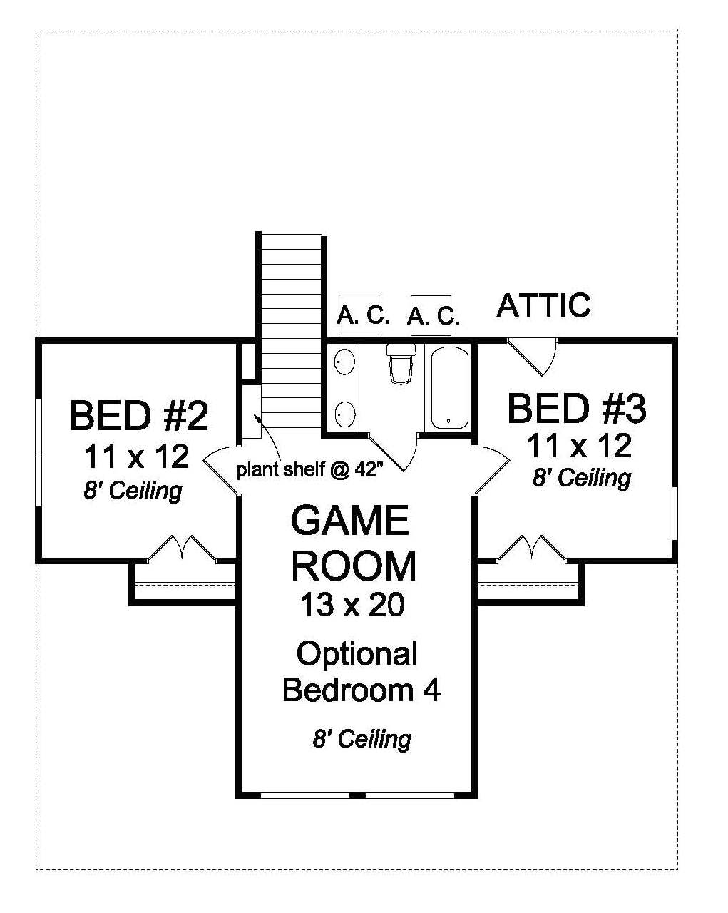 Floor Plan Second Story of Craftsman Plan #178-1242