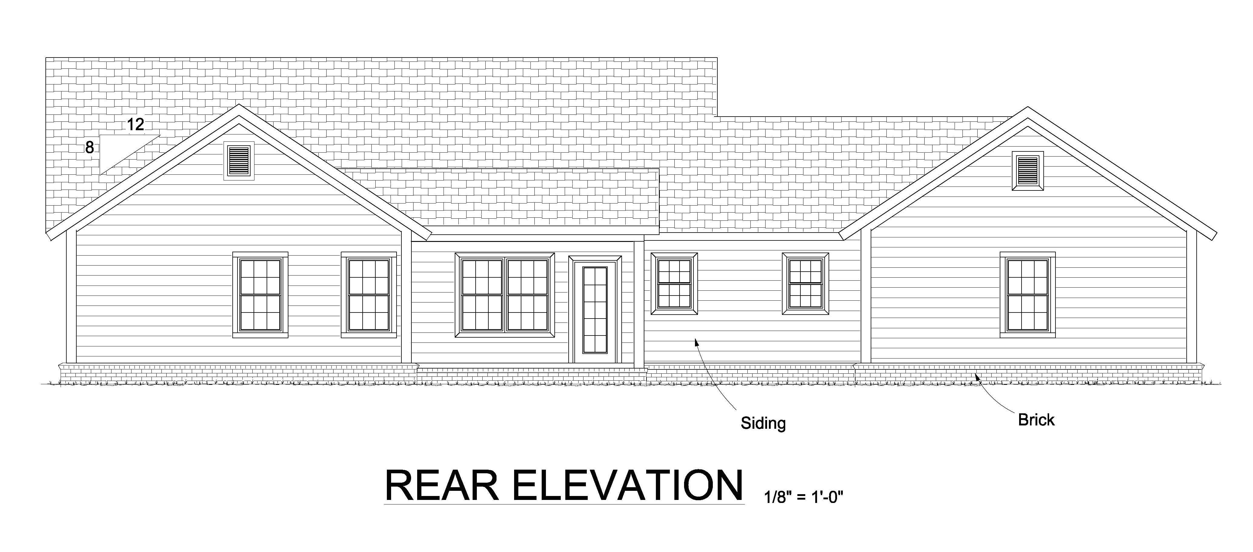 Home Plan Rear Elevation of this 4-Bedroom,1808 Sq Ft Plan -178-1243
