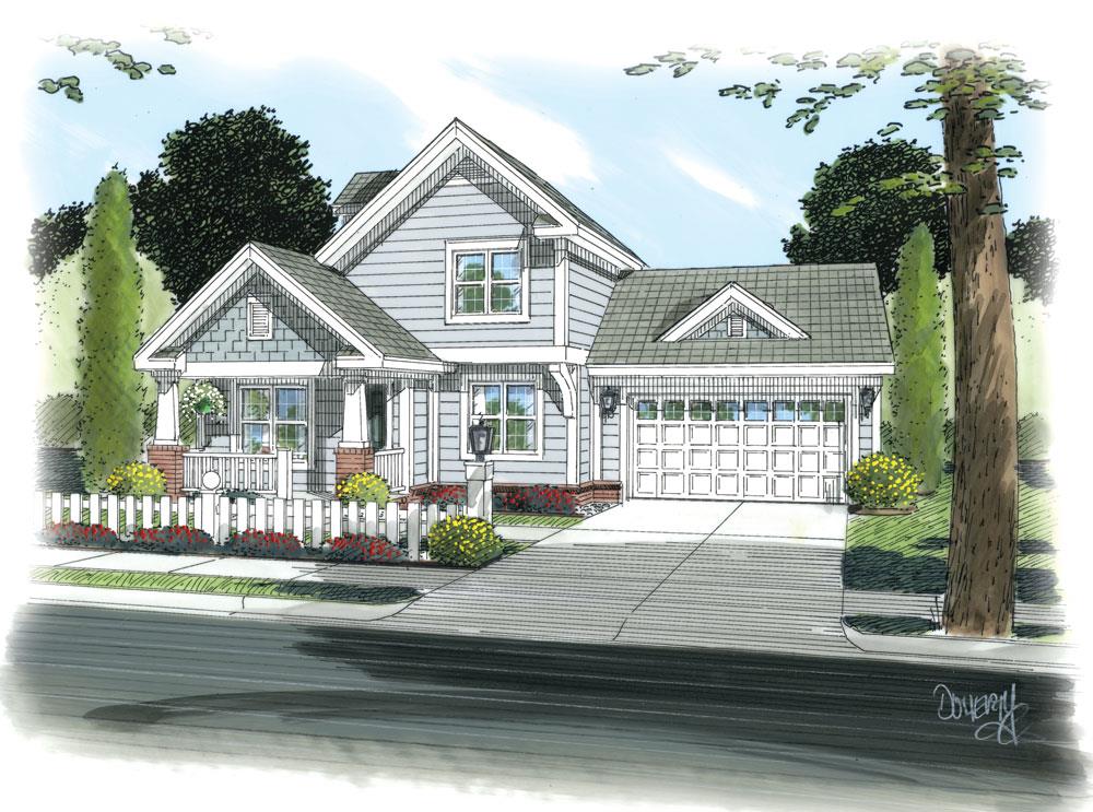 Front elevation of Cottage home (ThePlanCollection: House Plan #178-1260)