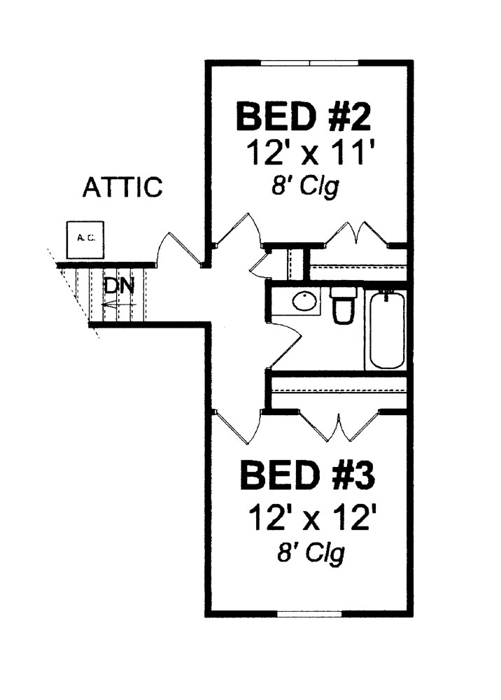 Floor Plan Second Story of Traditional Plan #178-1264