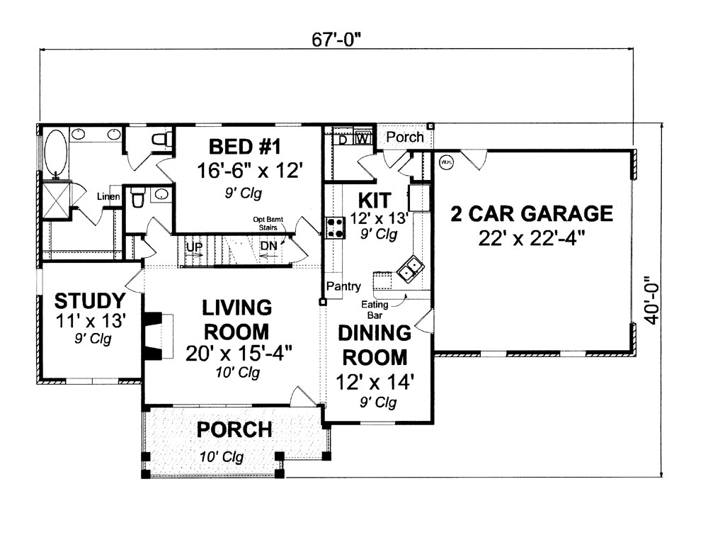 Floor Plan First Story of Traditional Plan #178-1264