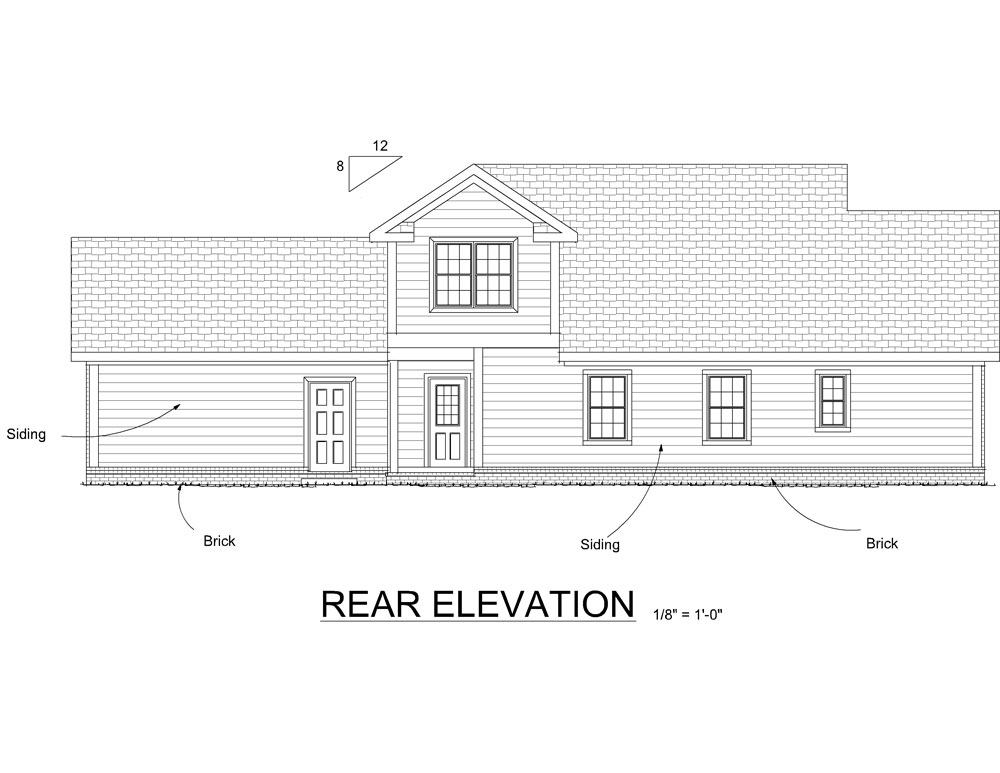 Home Plan Rear Elevation of this 3-Bedroom,1841 Sq Ft Plan -178-1264