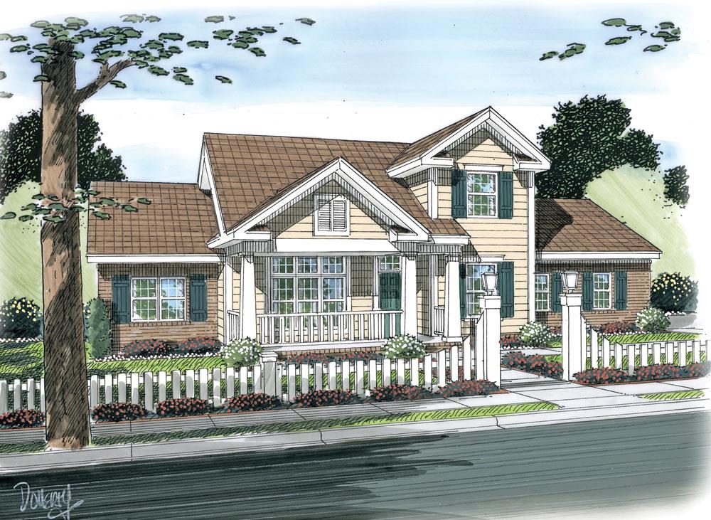 Front elevation of Traditional home (ThePlanCollection: House Plan #178-1264)