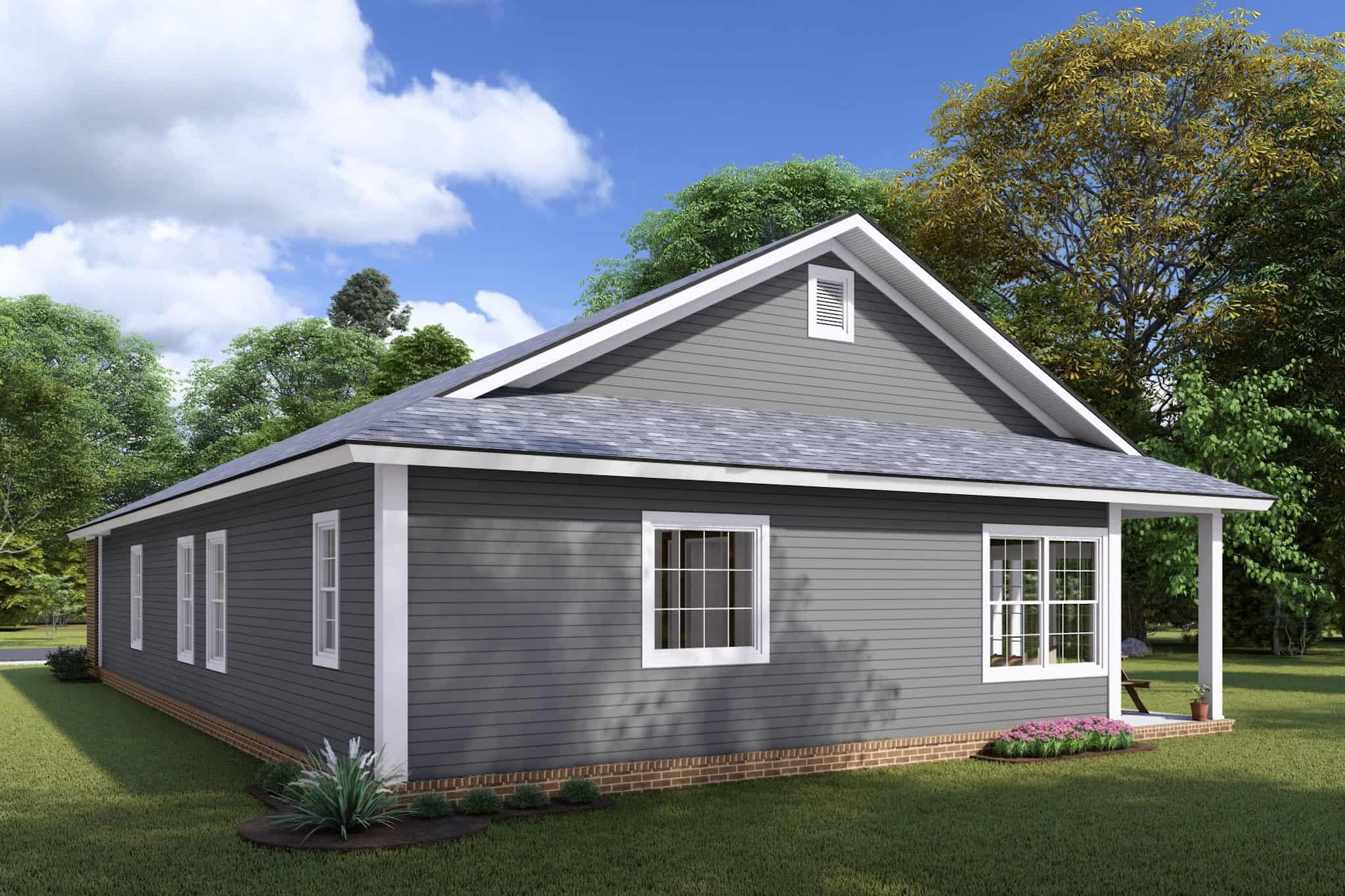 Rear View of this 3-Bedroom,1253 Sq Ft Plan -178-1268