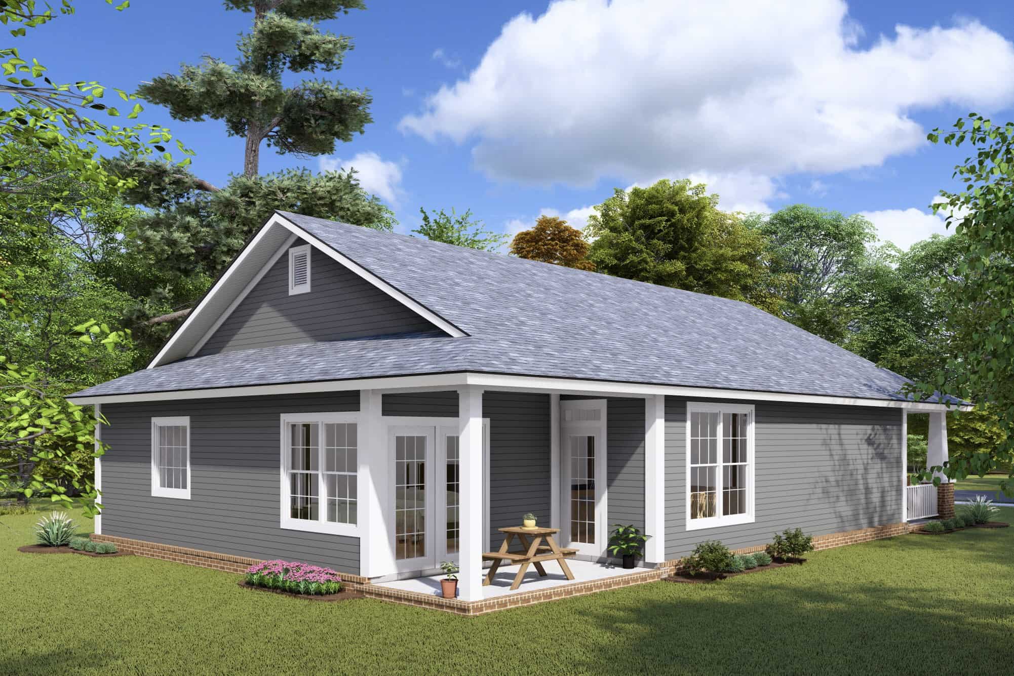 Rear View of this 3-Bedroom,1253 Sq Ft Plan -178-1268