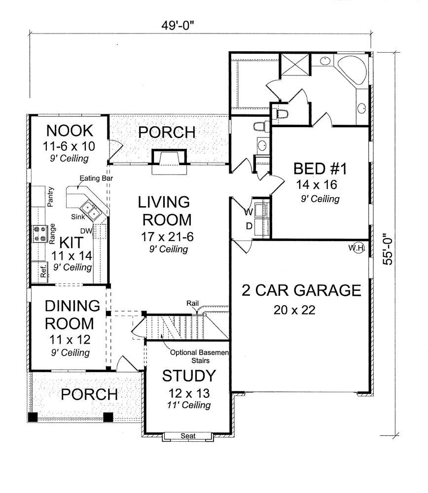 Floor Plan First Story of Traditional Plan #178-1272