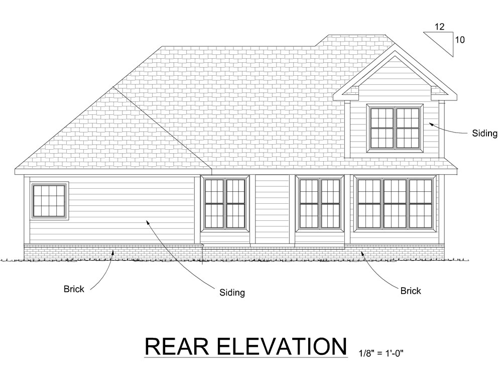 Home Plan Rear Elevation of this 4-Bedroom,2306 Sq Ft Plan -178-1272