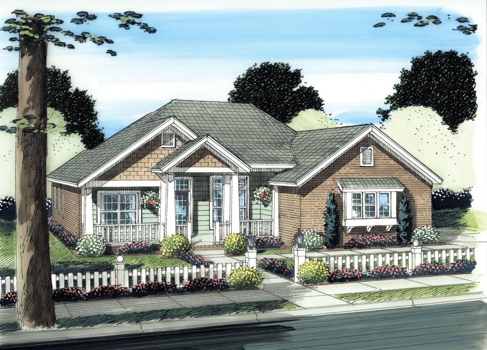 Front elevation of Traditional home (ThePlanCollection: House Plan #178-1276)