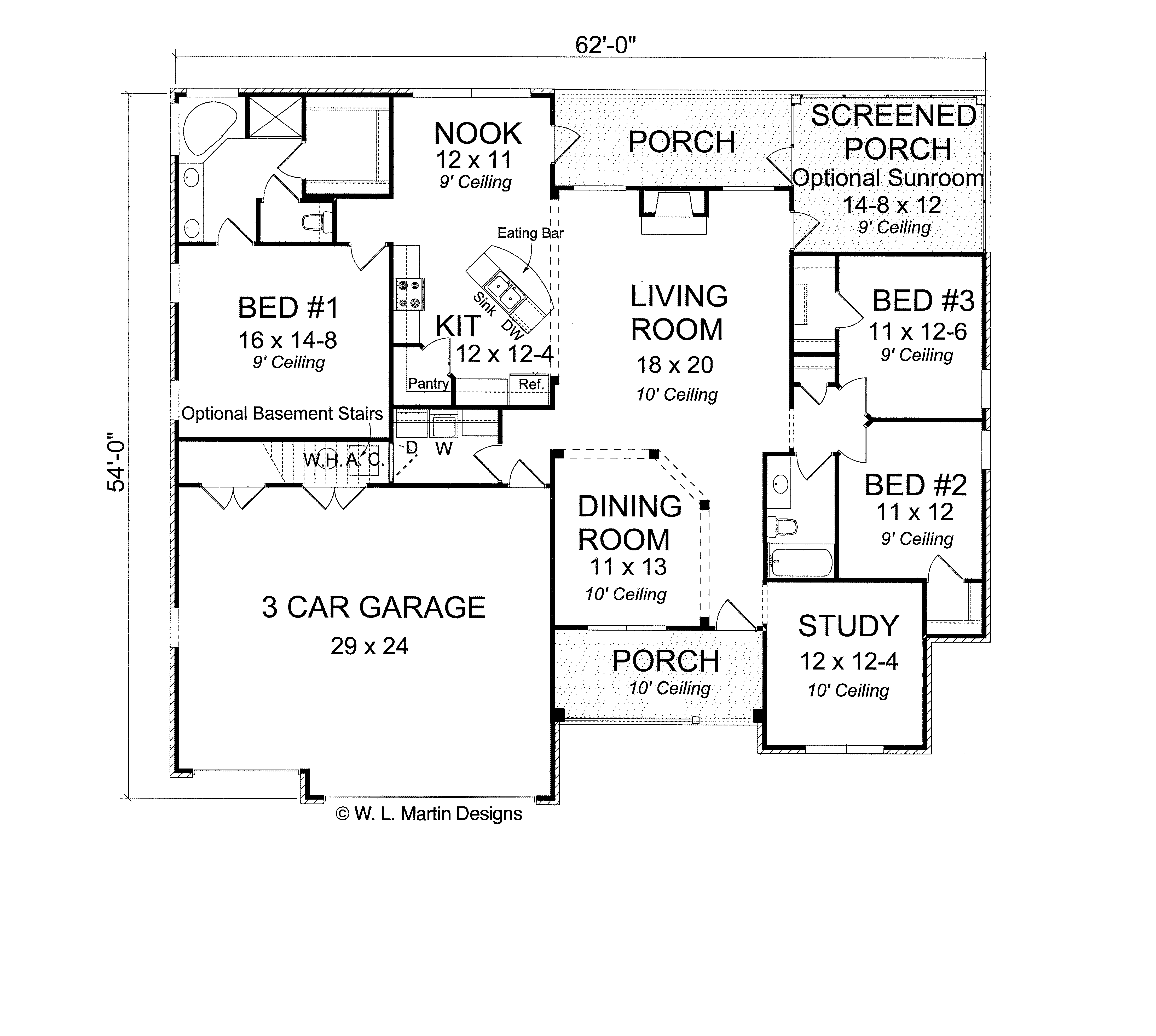 Floor Plan First Story of Ranch Plan #178-1280