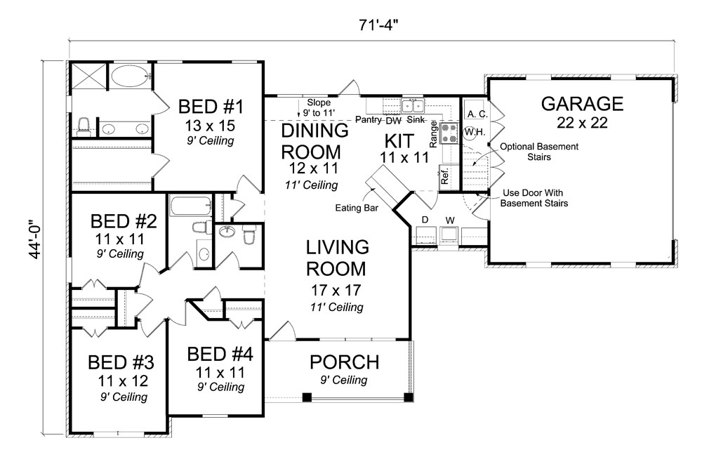 Floor Plan First Story of Traditional Plan #178-1287