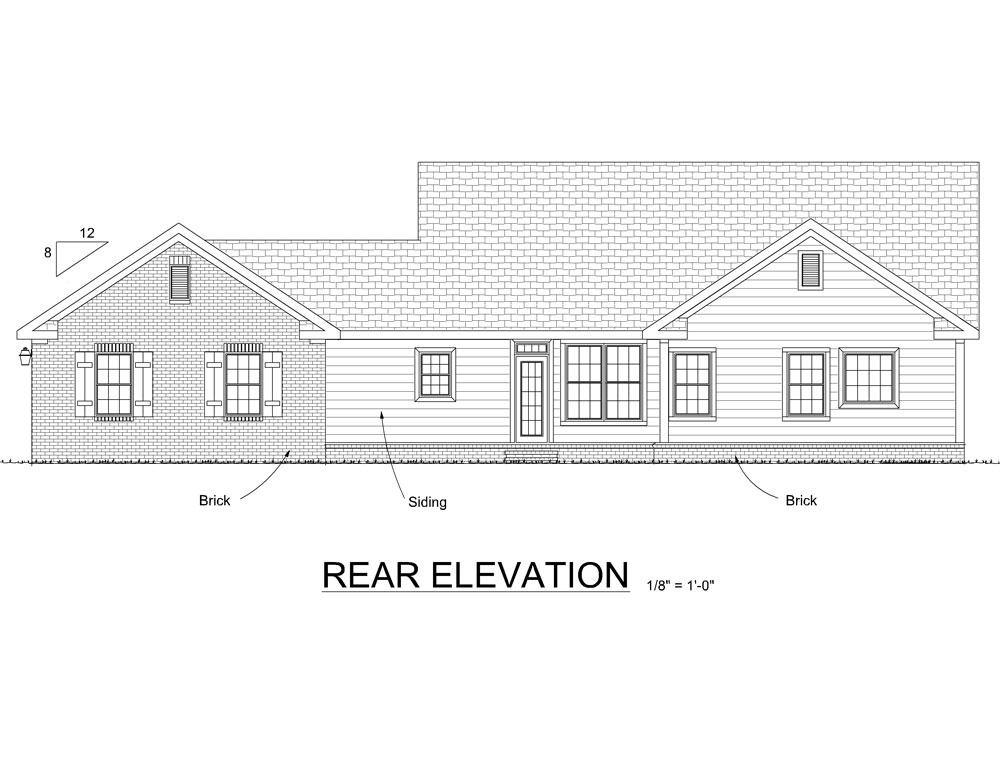 Home Plan Rear Elevation of this 4-Bedroom,1617 Sq Ft Plan -178-1287