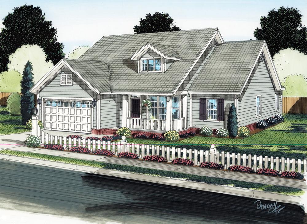 Front elevation of Ranch home (ThePlanCollection: House Plan #178-1289)
