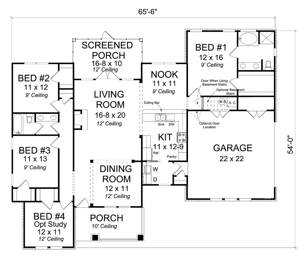 Floor Plan First Story of Ranch Plan #178-1292