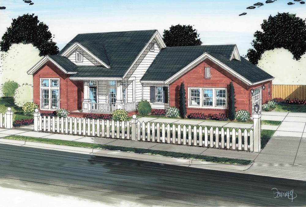 Front elevation of Ranch home (ThePlanCollection: House Plan #178-1292)