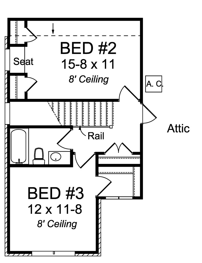 Floor Plan Second Story of Traditional Plan #178-1295
