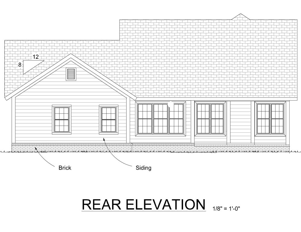 Home Plan Rear Elevation of this 3-Bedroom,1954 Sq Ft Plan -178-1295