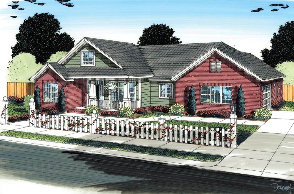 Front elevation of Traditional home (ThePlanCollection: House Plan #178-1297)