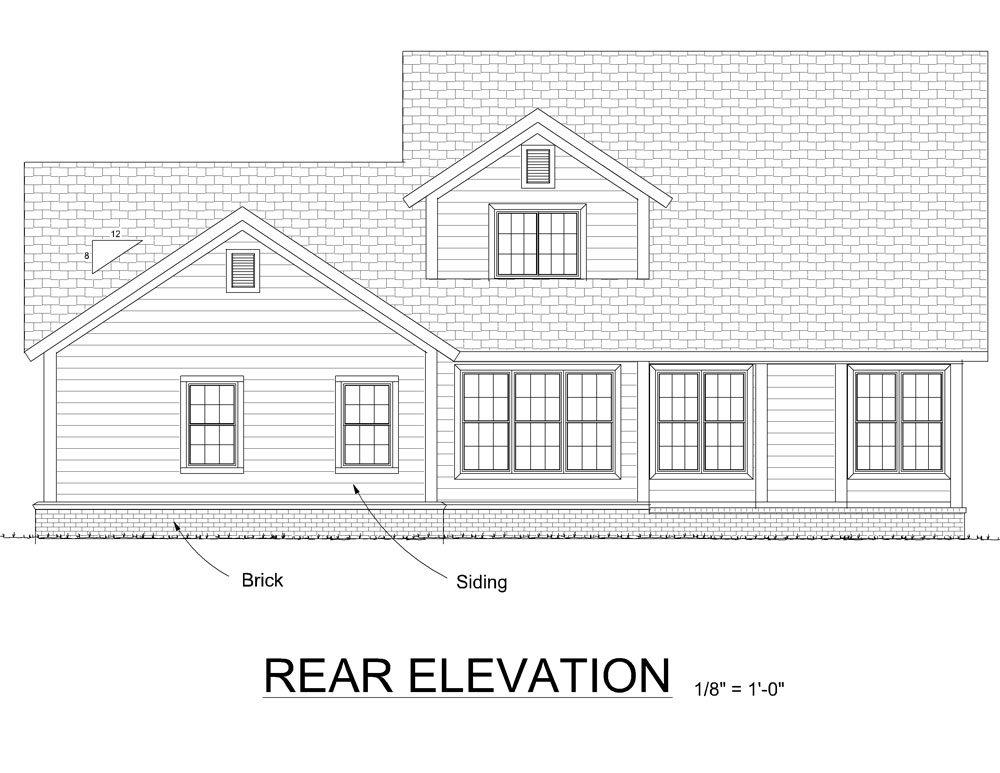 Home Plan Rear Elevation of this 4-Bedroom,2214 Sq Ft Plan -178-1298