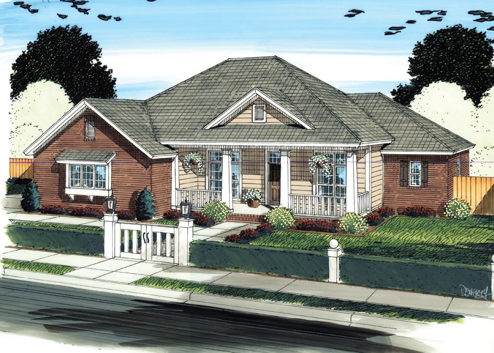 Front elevation of Country home (ThePlanCollection: House Plan #178-1300)