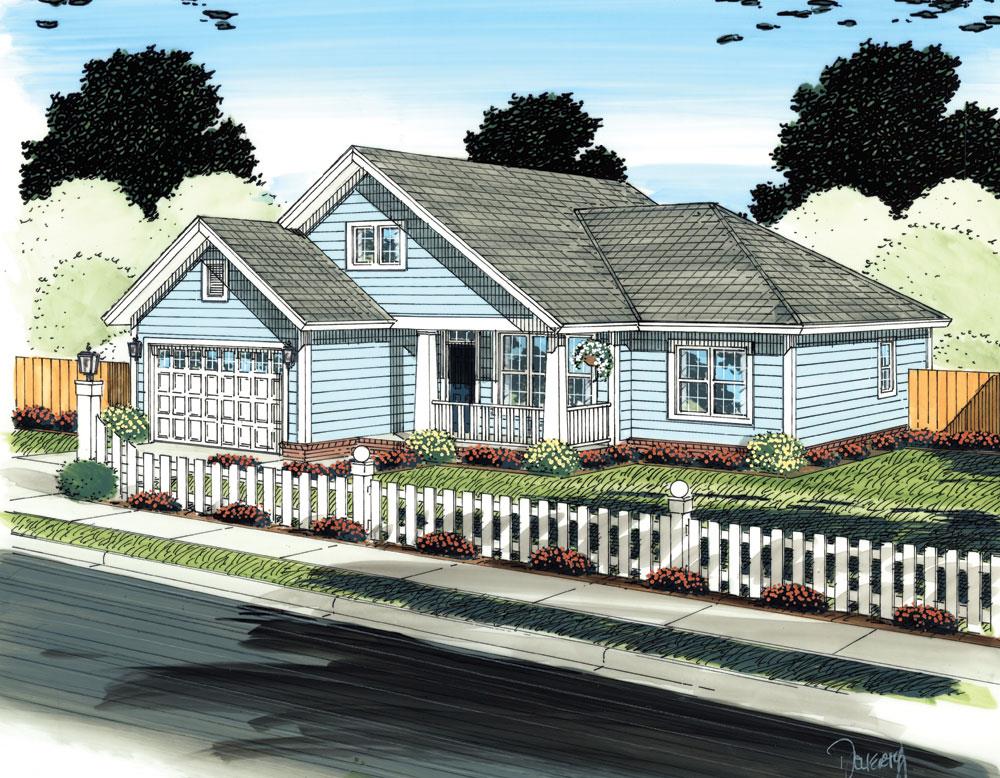 Front elevation of Traditional home (ThePlanCollection: House Plan #178-1301)
