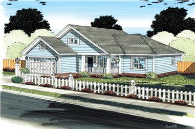 3-Bedroom, 1272 Sq Ft Traditional House Plan - 178-1301 - Front Exterior