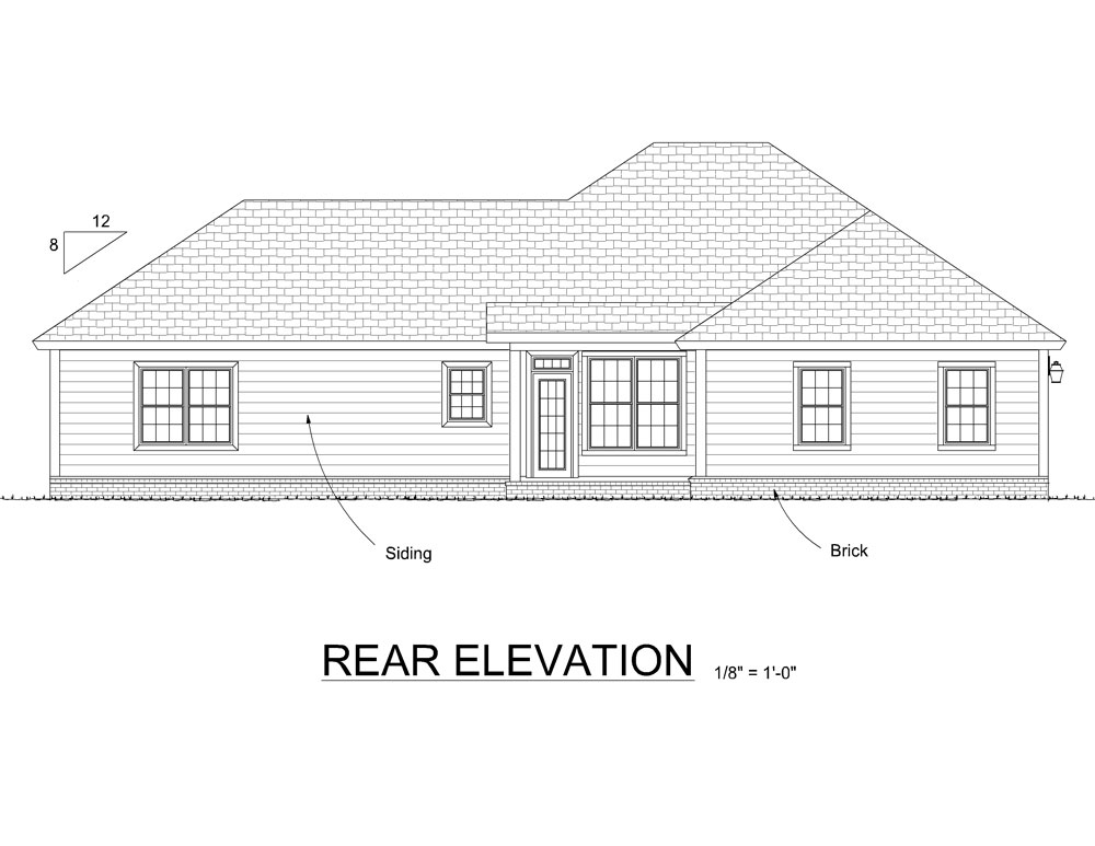 Home Plan Rear Elevation of this 3-Bedroom,1698 Sq Ft Plan -178-1305