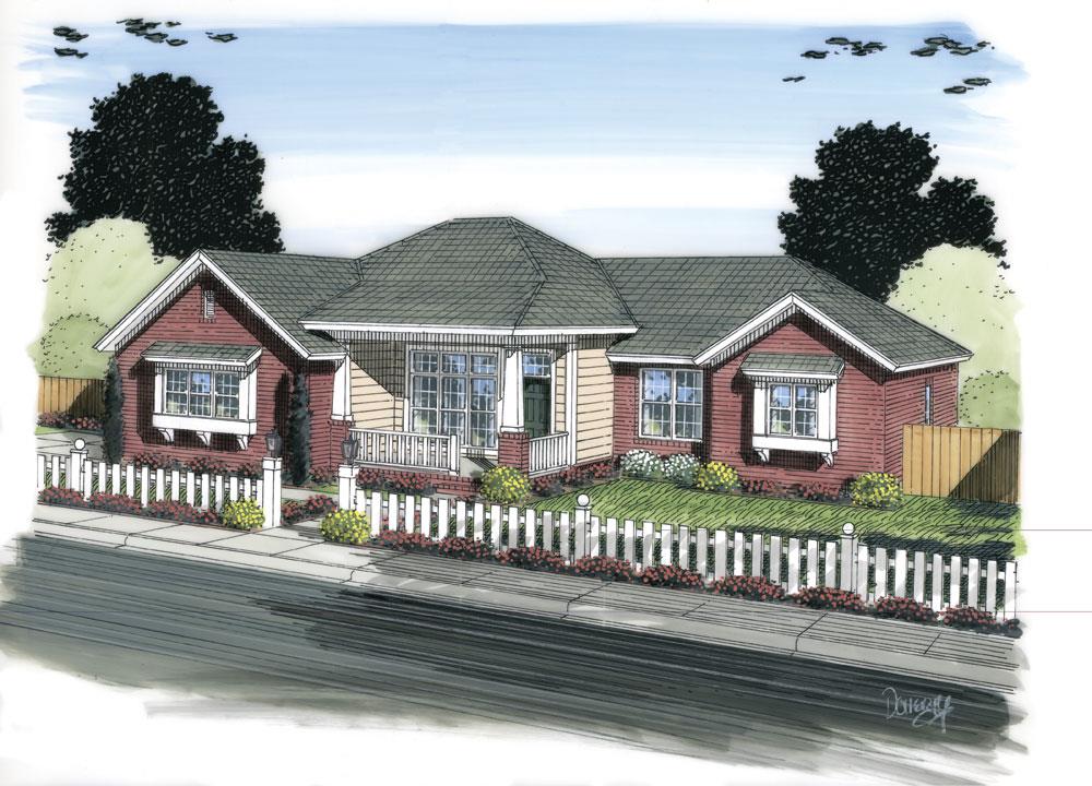 Front elevation of Traditional home (ThePlanCollection: House Plan #178-1305)