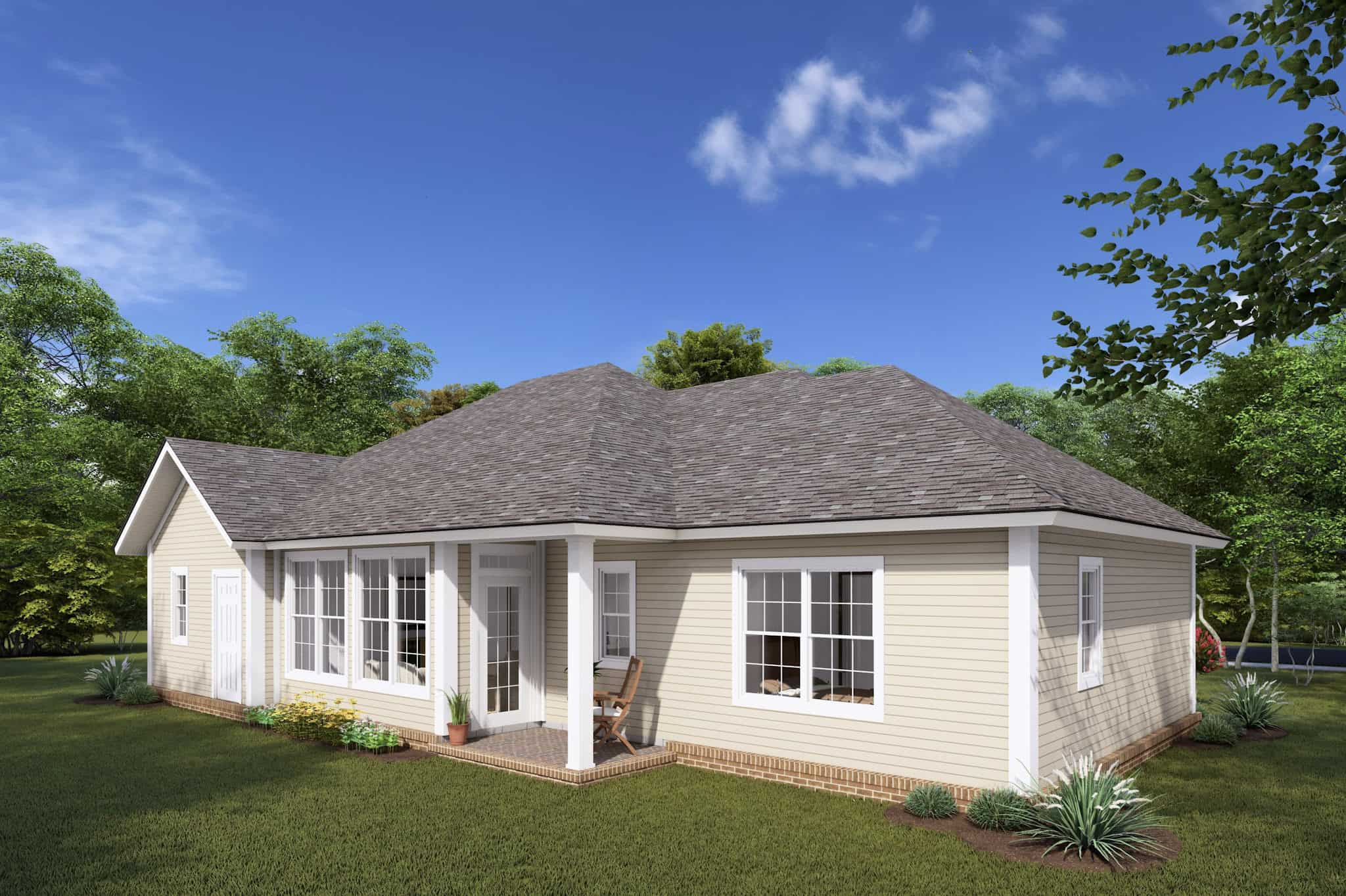 Rear View of this 3-Bedroom,1294 Sq Ft Plan -178-1308