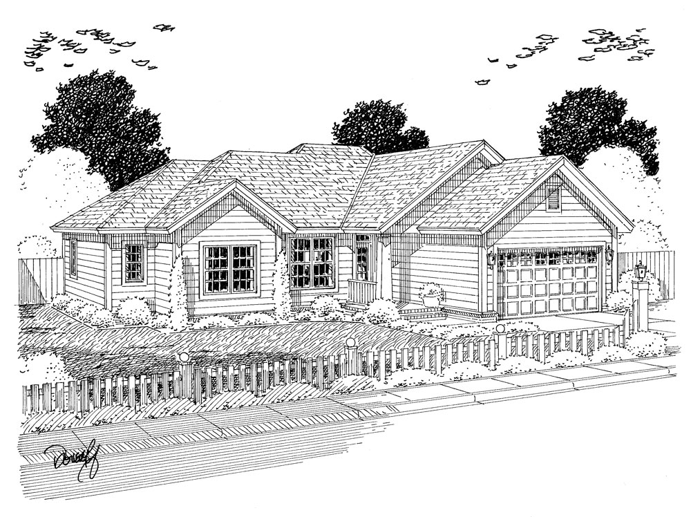 Front View of this 3-Bedroom, 1294 Sq Ft Plan - 178-1308