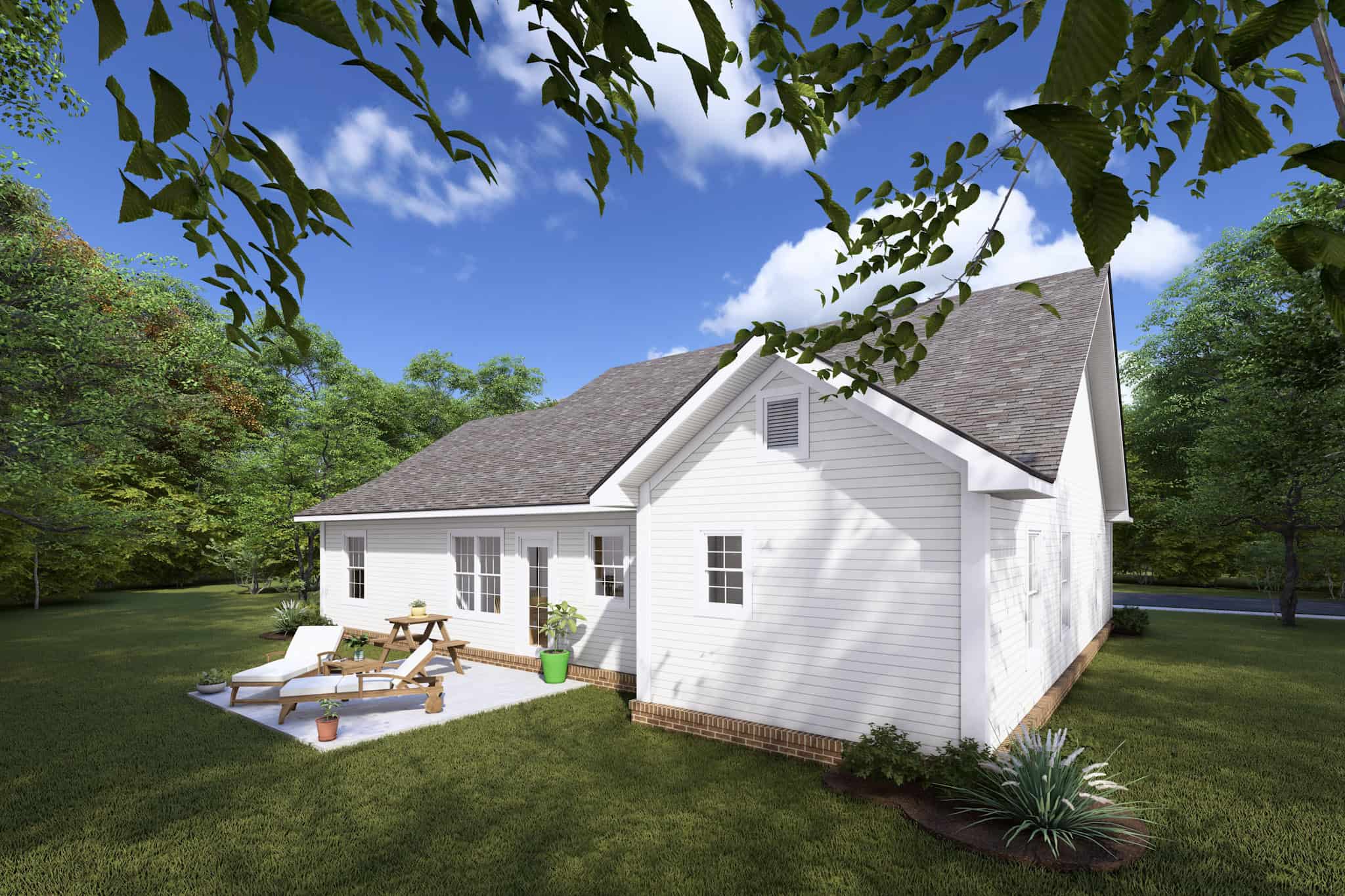Rear View of this 3-Bedroom,1145 Sq Ft Plan -178-1312