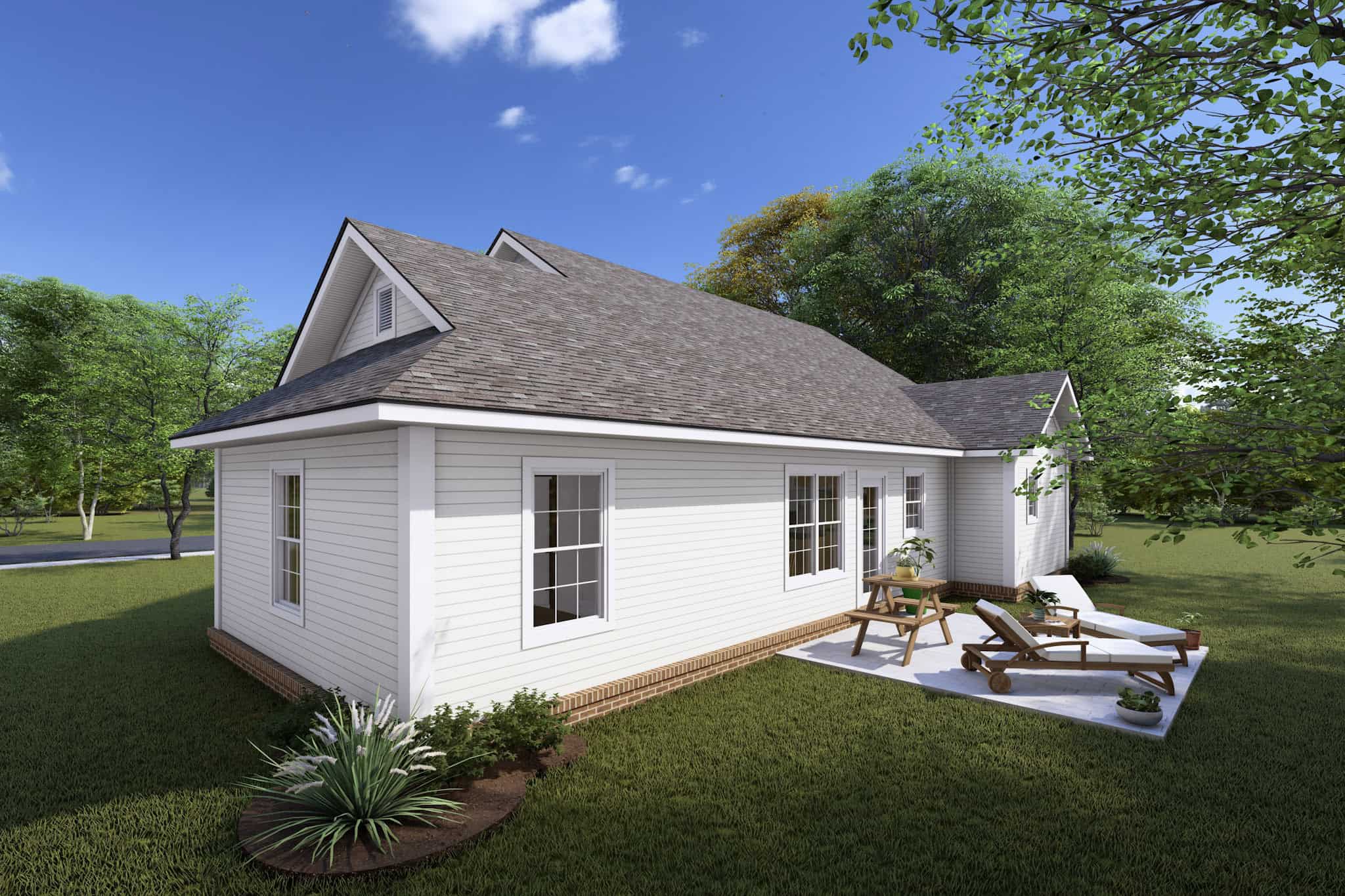 Rear View of this 3-Bedroom,1145 Sq Ft Plan -178-1312