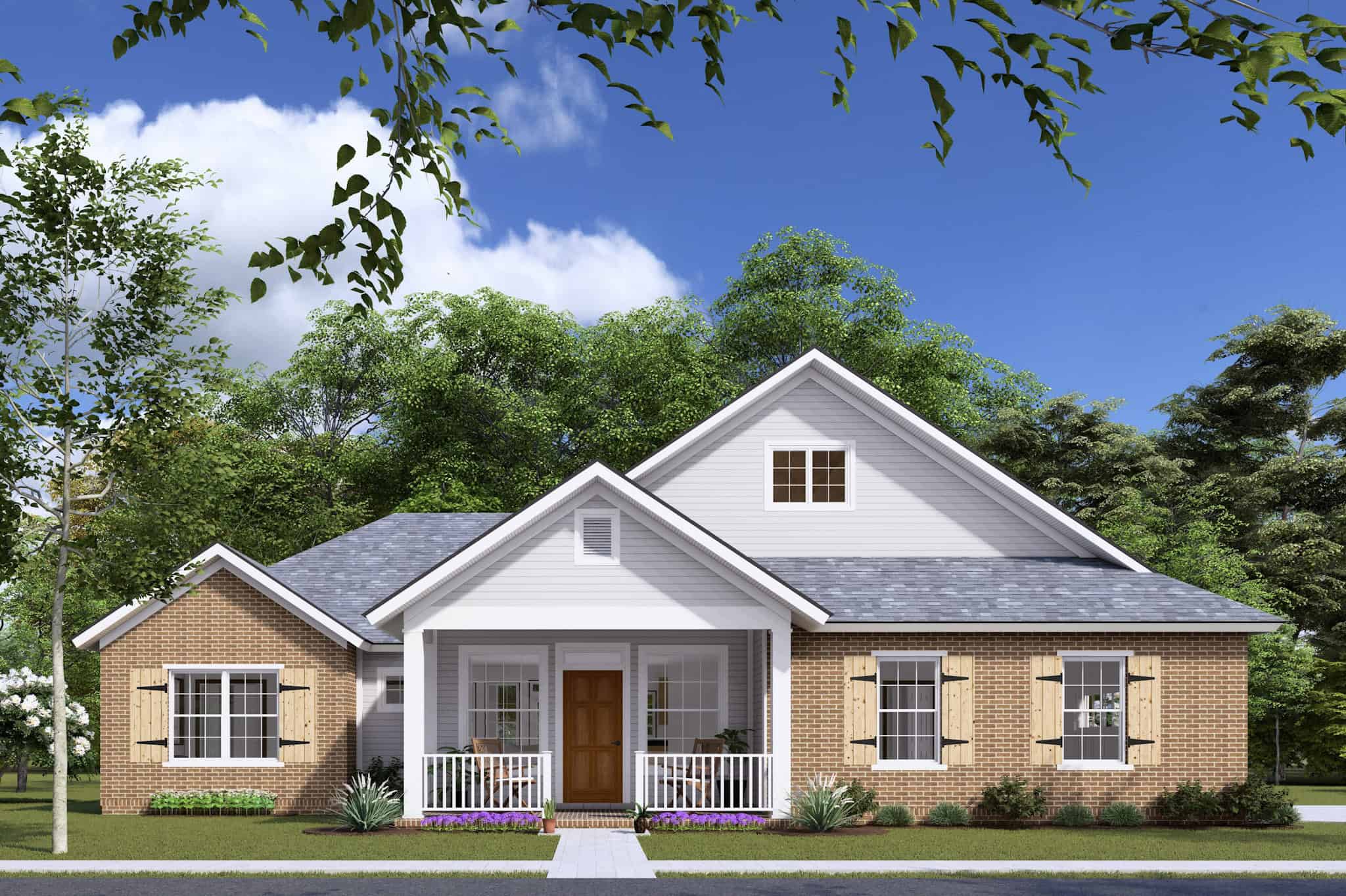 Front elevation of Ranch home (ThePlanCollection: House Plan #178-1313)