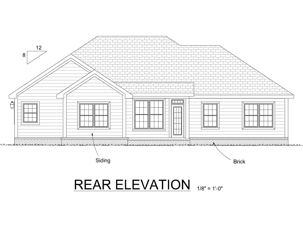 Home Plan Rear Elevation of this 3-Bedroom,1472 Sq Ft Plan -178-1316