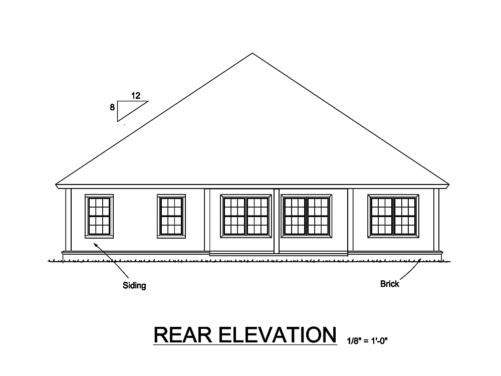 Home Plan Rear Elevation of this 4-Bedroom,2107 Sq Ft Plan -178-1324