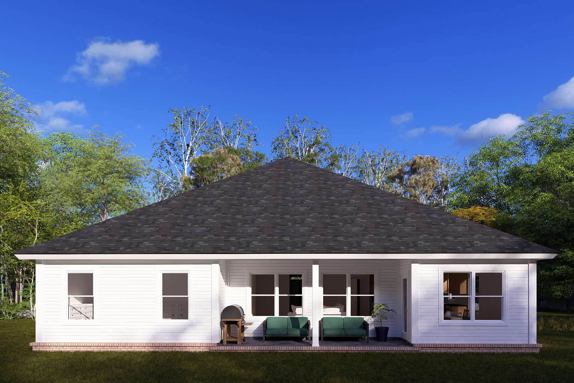 Home Plan Rear Elevation of this 4-Bedroom,2107 Sq Ft Plan -178-1324
