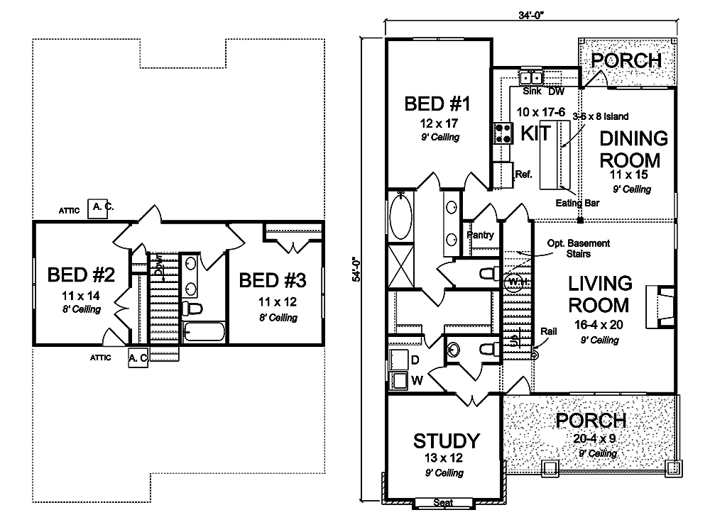 Floor Plan First Story of Craftsman Plan #178-1328