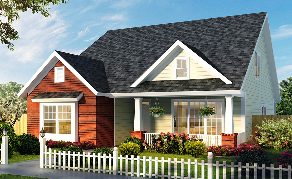 Front elevation of Craftsman home (ThePlanCollection: House Plan #178-1328)