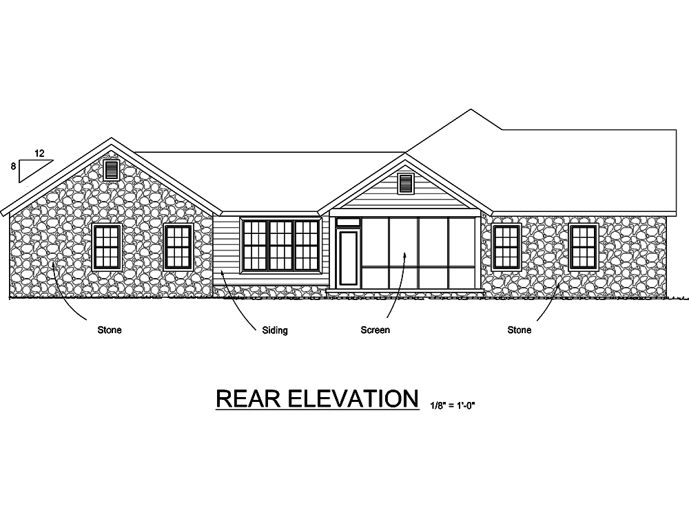 Home Plan Rear Elevation of this 3-Bedroom,2210 Sq Ft Plan -178-1337