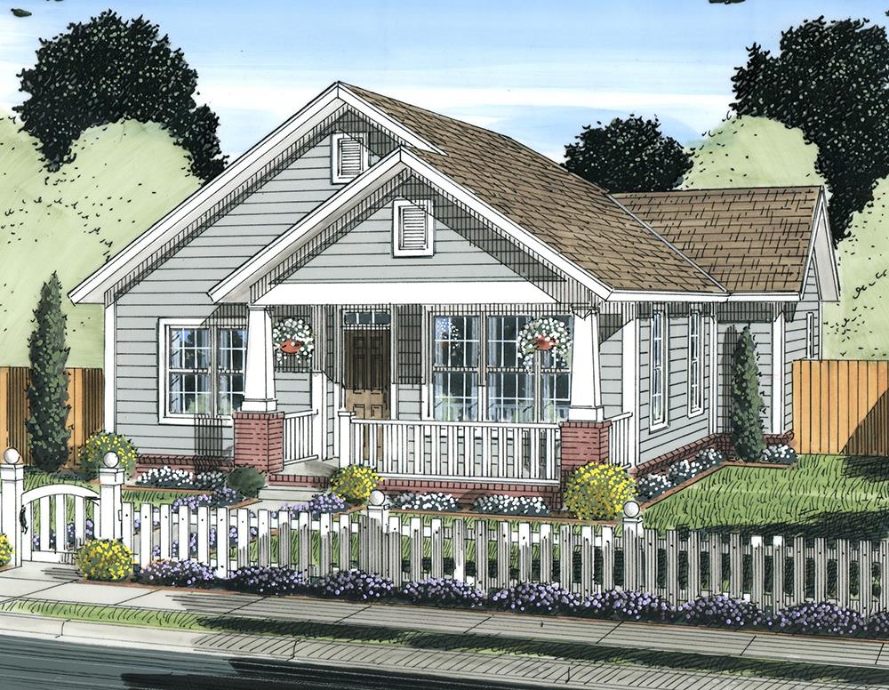 Front elevation of Cottage home (ThePlanCollection: House Plan #178-1338)