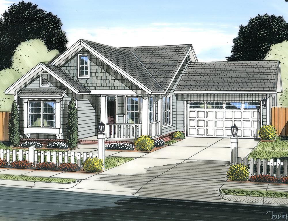 Front elevation of Cottage home (ThePlanCollection: House Plan #178-1342)