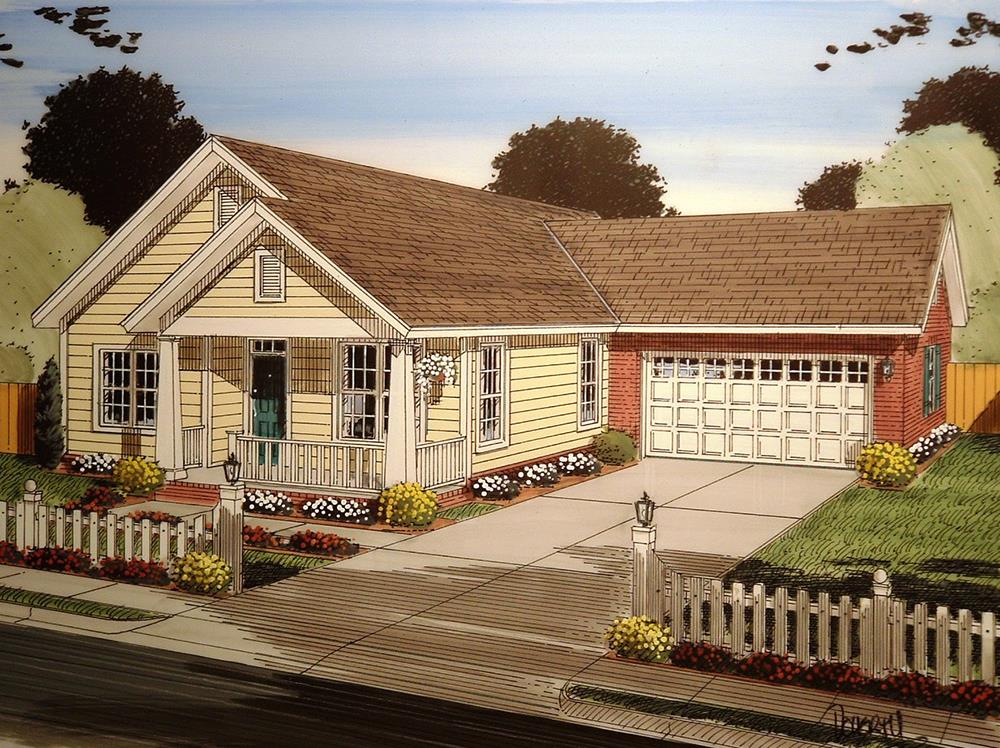 Front elevation of Craftsman home (ThePlanCollection: House Plan #178-1352)