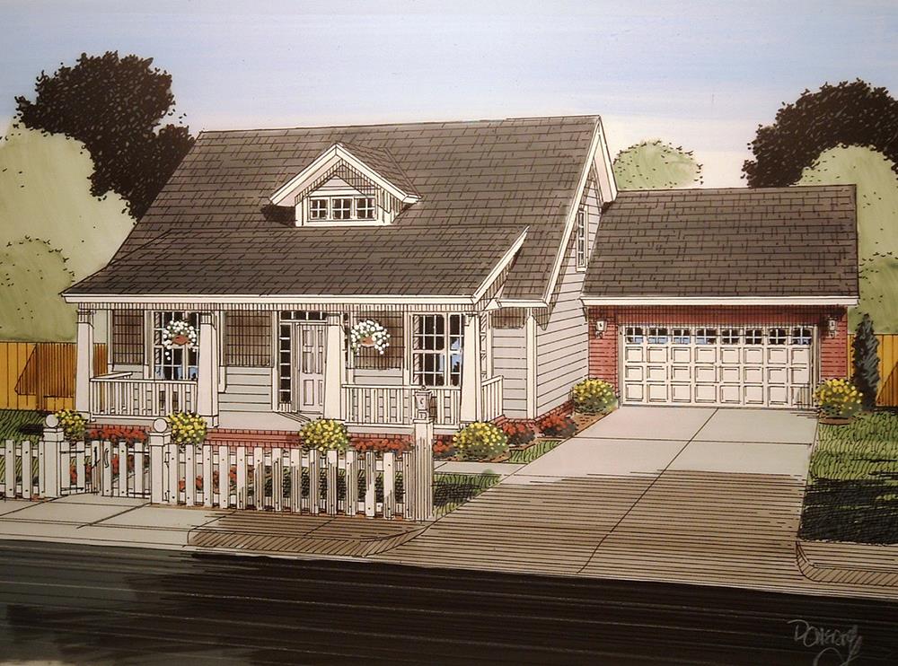 Front elevation of Craftsman home (ThePlanCollection: House Plan #178-1353)