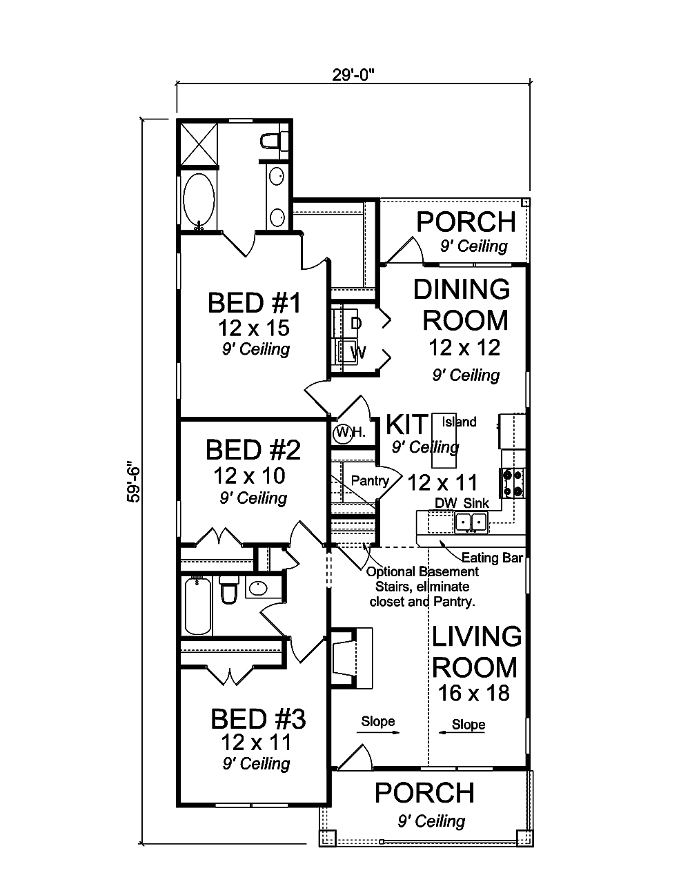Floor Plan First Story of Craftsman Plan #178-1355